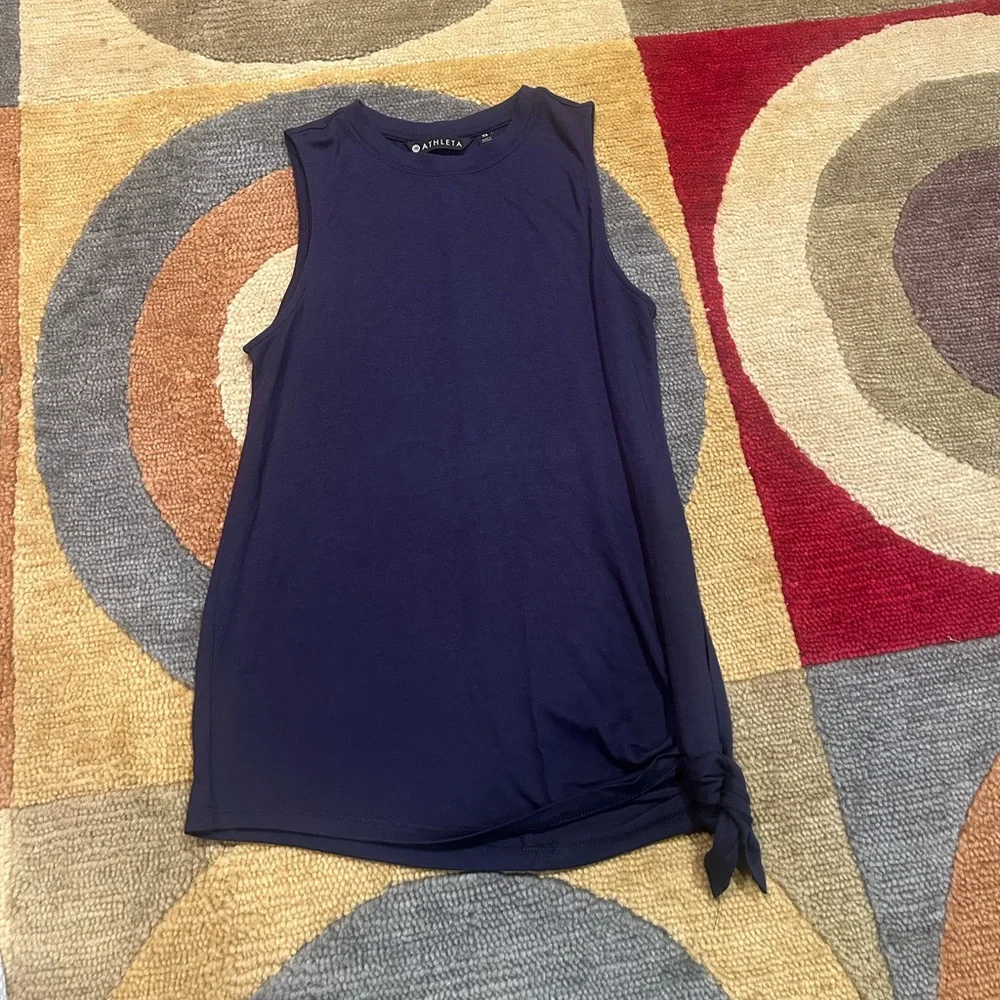Athleta Cloudlight Asymmetrical Side Tie Tank Top Navy Blue Women’s Size XS